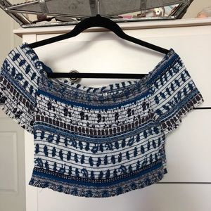Ruched Off the Shoulder Crop Top